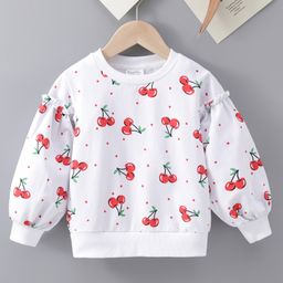 Kookie Kids Full Sleeves Sweatshirt Cherry Print - White-image-25