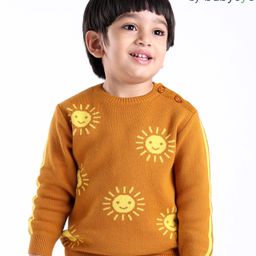 Babyoye 100% Cotton Solid Dyed Full Sleeves Pullover Sun Design - Yellow-image-29