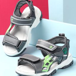 Cute Walk by Babyhug Sandals with Velcro Closure & Basket Ball Applique - Grey-image-50