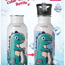 Babyhug Dino Theme Stainless Steel Color Changing Magic Bottle White - 600 ml-image-31