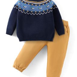 ToffyHouse Knitted Full Raglan SleevesWinter Wear Suit with Duck Design - Navy Blue-image-68