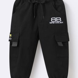 Mark & Mia Full Length Trouser with Text Embroidery - Black-image-52