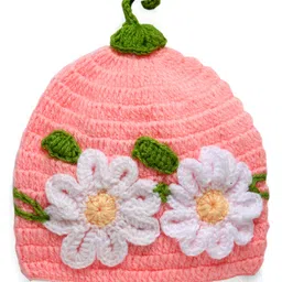 MayRa Knits Knitted Floral Crochet Designed Cap - Pink-picture-47