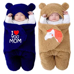 Babyzone Super Soft Hooded Baby Blanket Wearable Swaddle Wrapper For 0-6 Months Baby Boys and Baby Girls - Pack of 2-picture-34