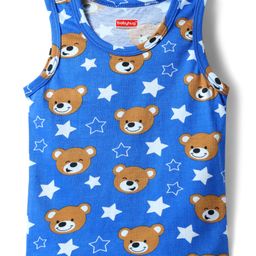 Babyhug 100% Cotton Single Jersey Knit Sando With Bear Print - Blue-image-79