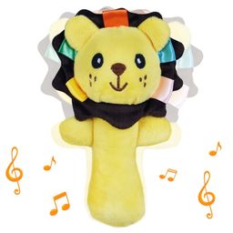 Toyshine Soft Baby Rattle Plush Stuffed Animal Hand Rattle for Toddlers Girls Boys Infant Toys - Lion-0