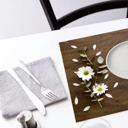 REVEXO 6Pc Brown& White Printed Rectangle Costers & Table Placemats image 3