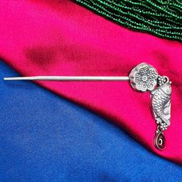 Arte Jewels Sterling Silver Stone-Studded Oxidised Juda Pin-image-9