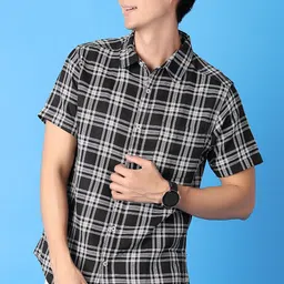 V-Mart Men Classic Slim Fit Tartan Checks Opaque Checked Casual Shirt-image-35