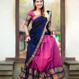 SWAMI STUDIO Semi-Stitched Lehenga & Unstitched Blouse With Dupatta-image-49