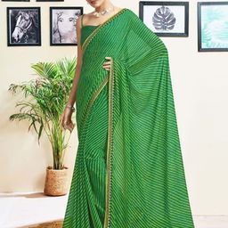 Styleveda Leheriya Printed Embroidered Pure Georgette Bandhani Saree-picture-20