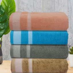 Myntra Elegant Homes Blue & Green 4 Piece Cotton 400 GSM Towel Set-image-98