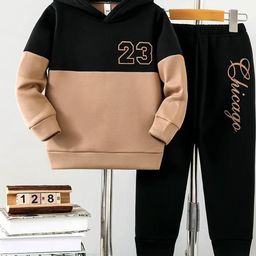 KEESOR Boys Colourblocked Hooded Sweatshirt & Pant Set-12