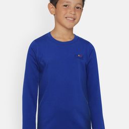dongli Boys Blue Solid Round Neck T-shirt-57