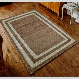 MRIC Beige & White Self Design Jute Carpet-7