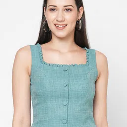 MISH Women Sea Green Solid Crop Top-image-91