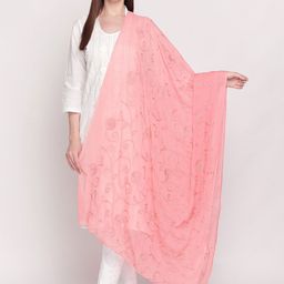 Dupatta Bazaar Peach-Coloured Embroidered Chiffon Dupatta-8
