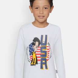 dongli Boys White Printed T-shirt-image-35