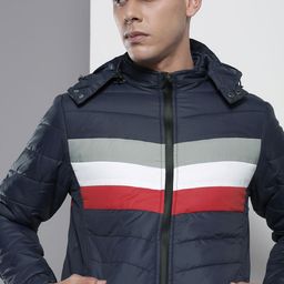 The Indian Garage Co Men Navy Blue Striped Padded Jacket-picture-44