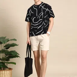 Mast & Harbour Printed Drop-Shoulder Sleeves Relaxed T-shirt-picture-16