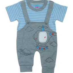 LUV-DUB Infant Boys Geometric Printed Dungaree With T-Shirt-image-94