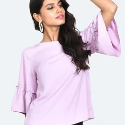 Zink London Round Neck Bell Sleeves Top-27