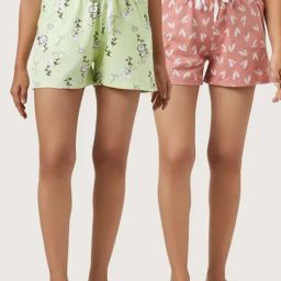 Dreamz by Pantaloons Green Pink Cotton Floral Print Shorts-image-29