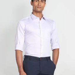 Arrow Purple Cotton Regular Fit Self Pattern Shirt-image-21