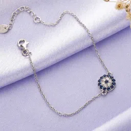 Zavya 925 Sterling Silver Rhodium Enchanted Eye Chain Flexible fit Bracelet For Women-image-30