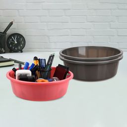 Kuber Industries Grey & Pink Pack of 3 Multipurpose Storage Organizer Tub-18