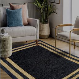 MRIC Beige & Black Self Design Jute Carpet-picture-4