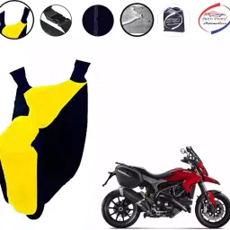 Auto Pearl Waterproof Two Wheeler Cover For Ducati Hyperstrada (Yellow & Blue)-image-29