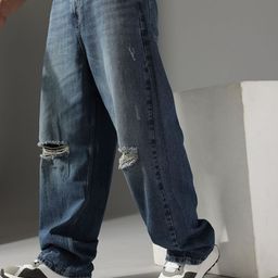 FCUK Men Relaxed Fit Mildly Distressed Light Fade Stretchable Jeans-picture-13