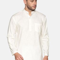 Sethukrishna Men Cream-Coloured Solid Straight Kurta-picture-30