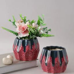 Aapno Rajasthan Basic Pink & Blue Ceramic Planters - Set of 2-42