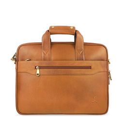 Mochi Women Tan Leather 14 Inch Laptop Bag-25