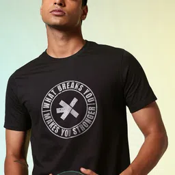 HRX by Hrithik Roshan Retro Typography Printed Training T-shirt-image-86