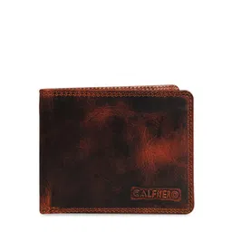 CALFNERO Men Brown Solid RFID Blocking Genuine Leather Two Fold Wallet-image-75