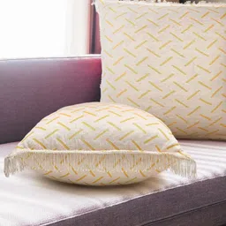 SH Creation and Handlooms Printed Yellow Square Cushions-image-95