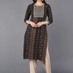 Vaamsi Black Printed Straight Kurta-image-96