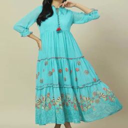Rangriti Turquoise Printed Maxi Dress-picture-31