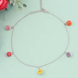 Ornate Jewels 925 Silver Evil Eye Multi Charm Anklet (Single Anklet)-image-23