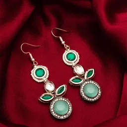 Anouk Kundan Stones Studded Geometric Drop Earrings-24