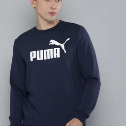 Puma Men Navy Blue Essentials Big Logo Pullover Sweatshirt-image-38