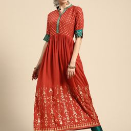 Sangria Women Ethnic Motifs Printed Kurta with Trousers-image-51