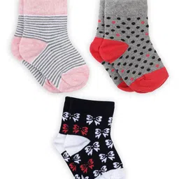 Bodycare Girls Assorted Pack of 3 Patterned Anti-Bacterial Socks-29