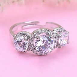 Clara 92.5 Sterling Silver Swiss Zircon Rhodium-Plated Solitaire Wedding Adjustable Ring for Women-image-29