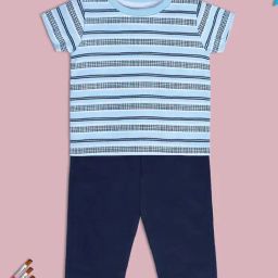 MINIKLUB Kids Blue Striped Top with Pants-image-9