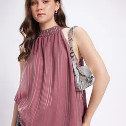 Stylecast X Hersheinbox Sleeveless Striped Tie-Up Halter Neck Top-image-27