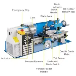 A.D INTERNATIONAL CNC Mini Lathe Machine Bench Top Mount and Size 7x14 inch, NJ-4XF5-YJCS image 3